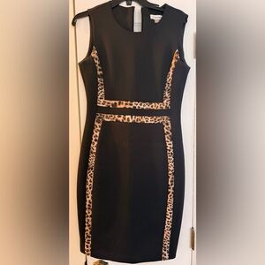 Calvin Klein Black Dress with Leopard Accents